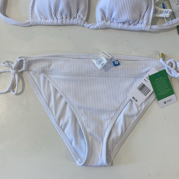 NWT Bleu Rod Beattie Walk The Line Triangle Top & Side Tie Bikini Bottom 8 White - Picture 10 of 11